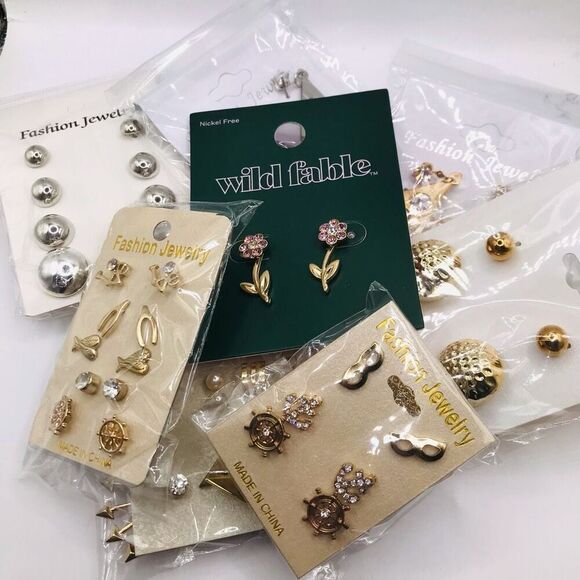 Gold and Silver Stud Dangle Earring Bundle - Picture 1 of 4